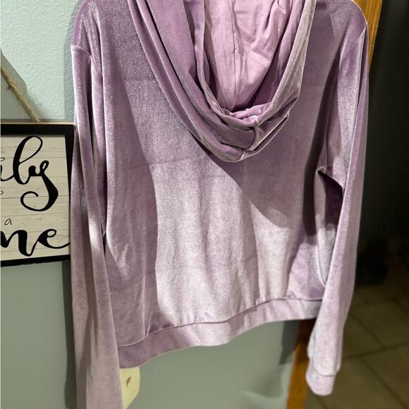 Fabletics Donna Velour Hoodie with Gold Zipper NWT Size Large Purple - Picture 7 of 7